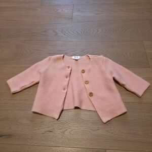 Mon Caramel Peach Button-Up Cardigan